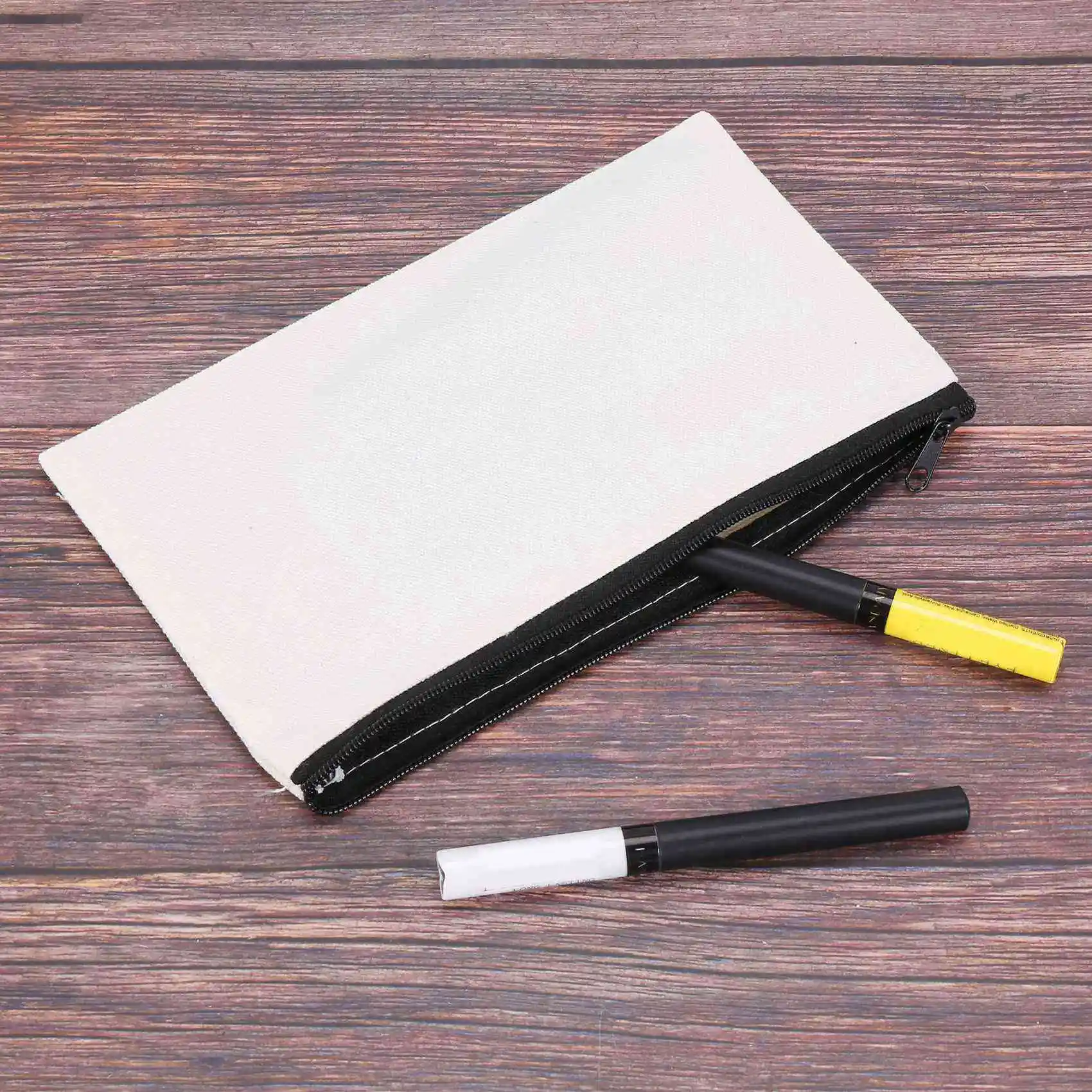 50 Stück Canvas-Make-up-Taschen, Canvas-Reißverschlusstaschen, Federmäppchen, blanko, DIY-Basteltaschen, Kosmetiktasche