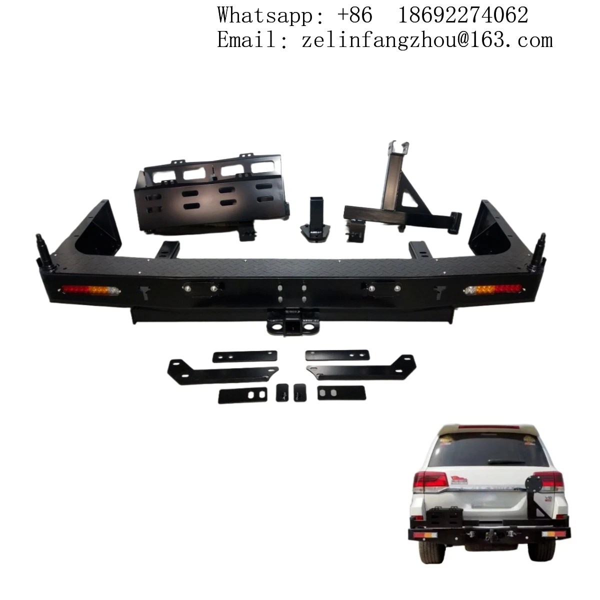 

Стальной задний бампер QK со встроенными отверстиями для противотуманных фар, крепление на болтах, подходит для LX570 LC200, внедорожный, усиленный, гарантия 1 год