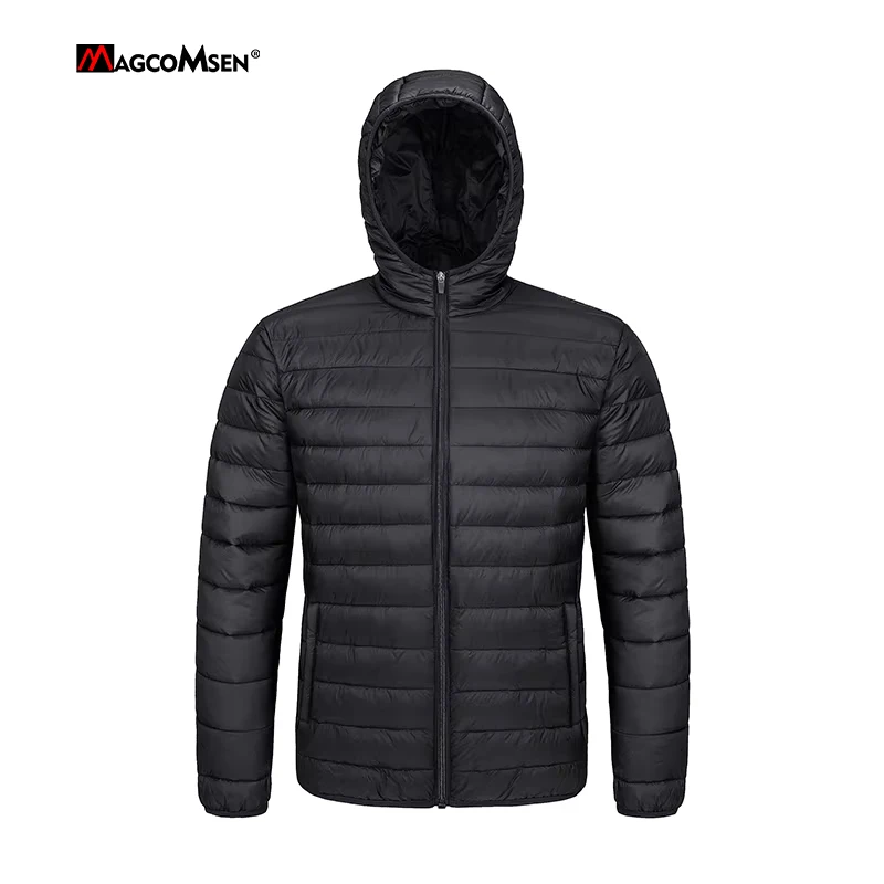 MAGCOMSEN Herrenjacke, Kapuze, Polyester, Nylon, Daunenjacke, wasserdichter Windjacke-Mantel, isolierte, gesteppte, leichte Jacke