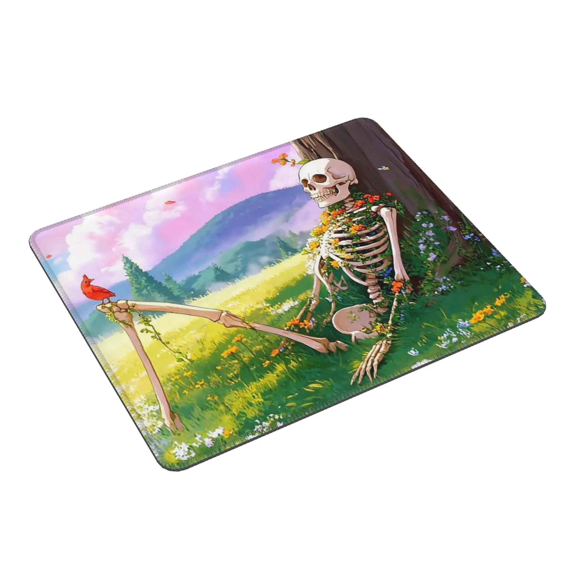 Skeleton Is Lying On The Grass Mouse Pad Computer Keyboard Mouse Mat Gamer PC Laptop Desk Mat Office Table Mats