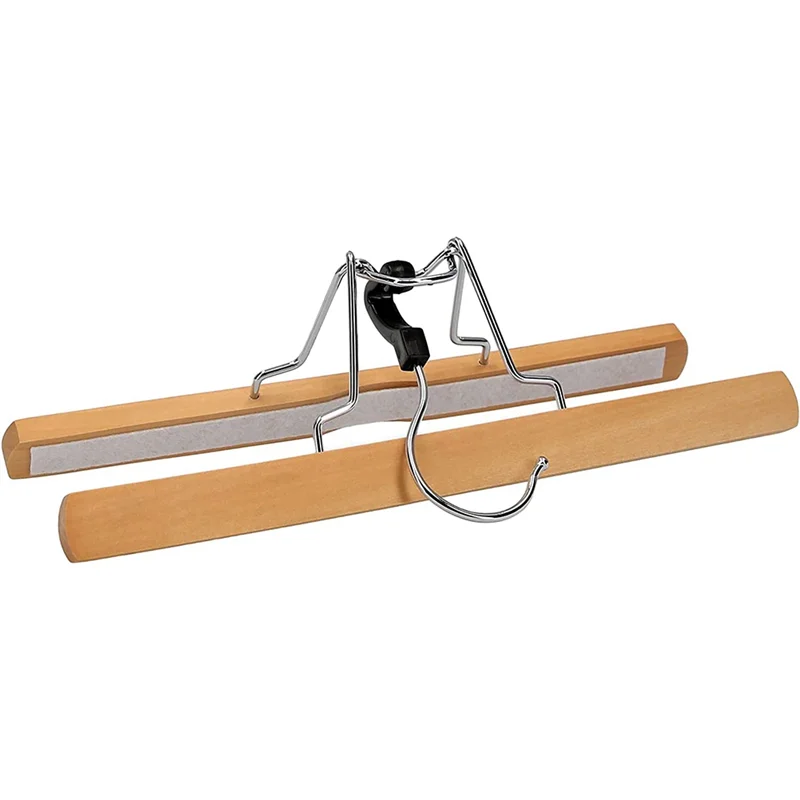 8 Pack Home Pants Rack, Wooden Stretcher, Clamping Hanger, Non-Slip, with Swivel Hook, Bedroom Clothes Organizer