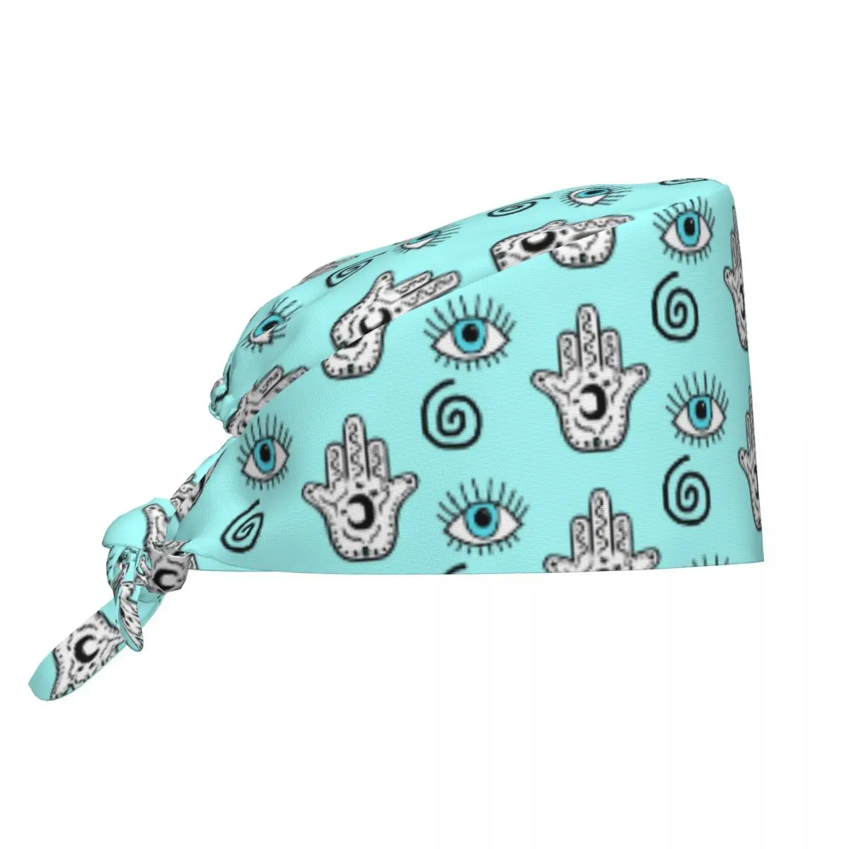 Custom Evil Eye Hamsa Pattern Working Cap Surgical Hats Women Men Operating Room Cap Operator Hats Lab Works Hat