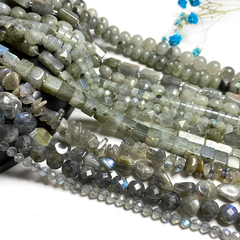 

Natural Stone Labradorite 2-18mm 67 Shape Drop Oval Irregular Flower Wheel Round Spacer Beads for Jewelry Making Diy Bracelet