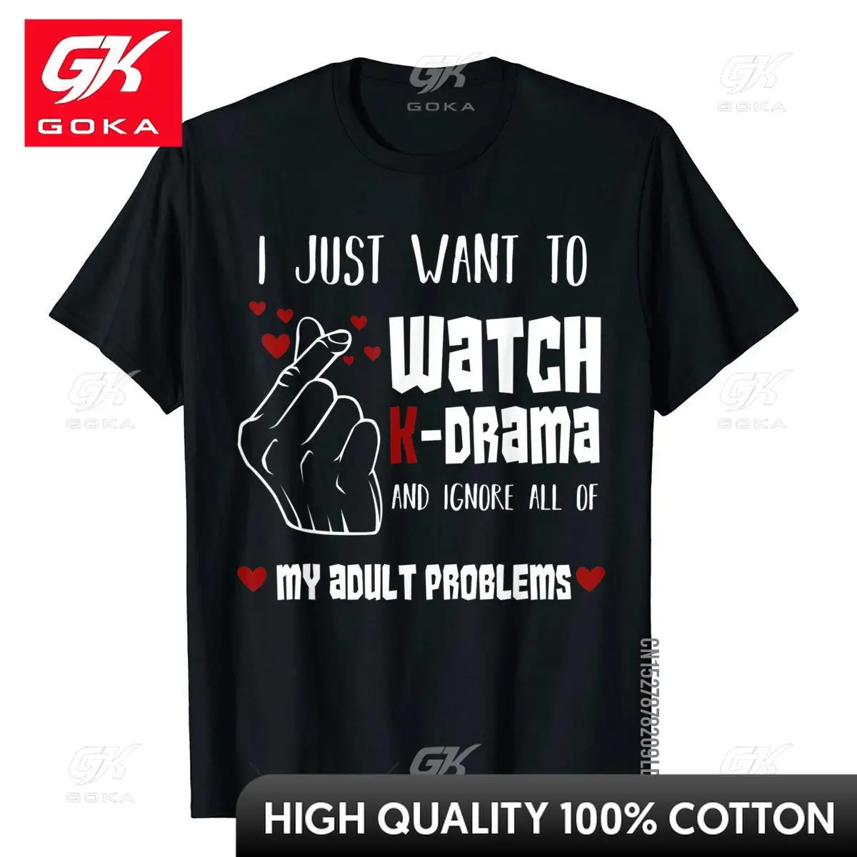 I Just Want To Watch K-Drama Funny Korea Lover T Shirts 2023 Prevailing Cotton Preppy Style Classic Mens Tops Tees