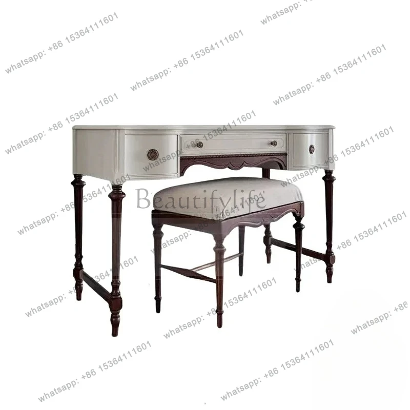 

French retro dresser, small apartment solid wood light luxury storage cabinet, master bedroom dressing table