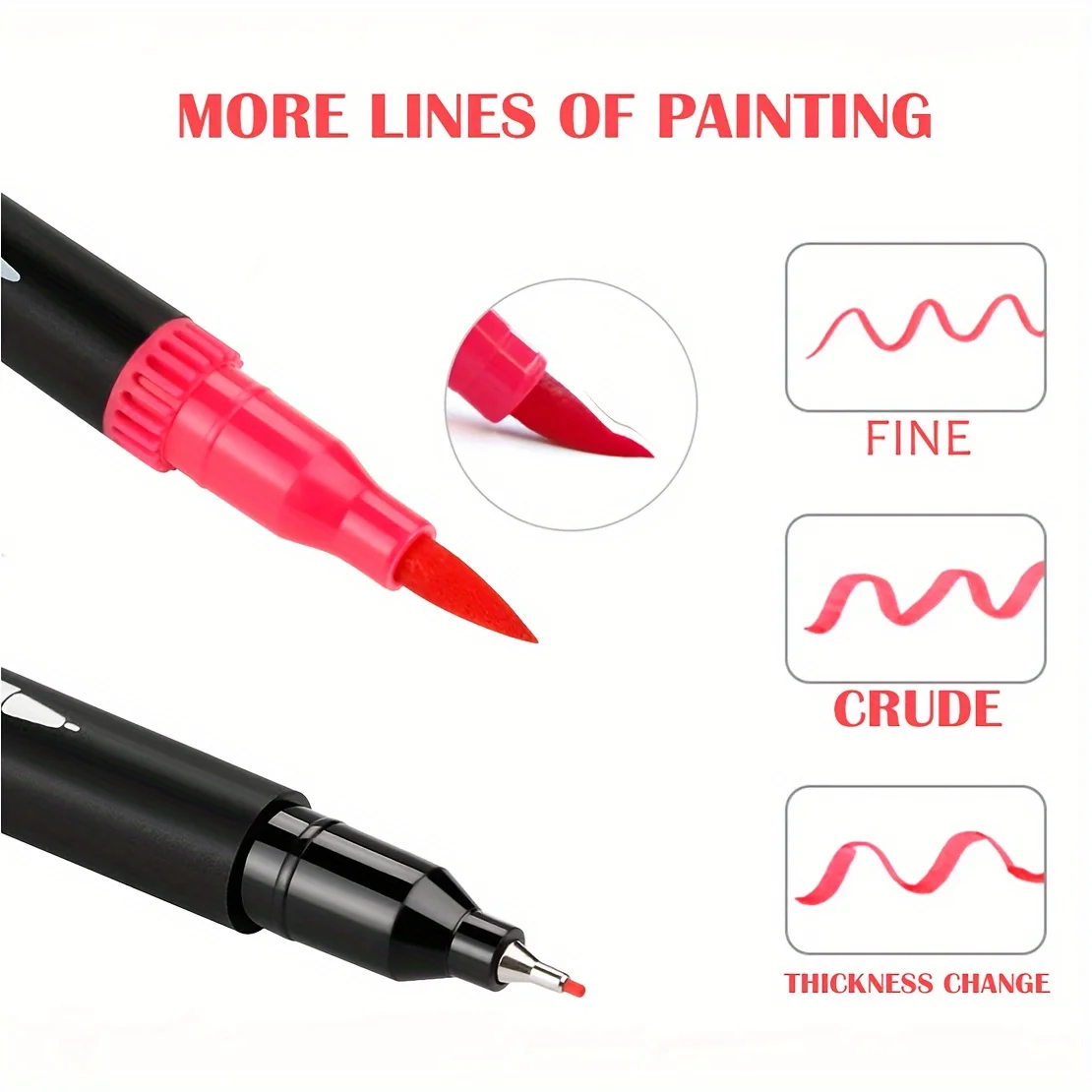 12/24 Color Soft Tip and Fine Tip Art Marker Set, Sketching and Outlining Pens, Watercolor Pens, Dual-Tip Brush Pens, Suitable for Calligraphy, Drawing, Comics, and Note-Taking
