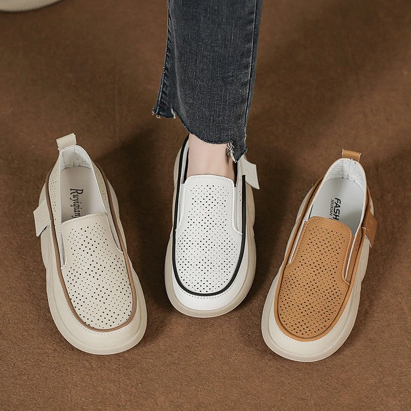Hollow Loafers Women Sneakers Fashion Non-slip Women's Platform Sports Shoes Versatile Women's Breathable Slip-on Casual Shoes
