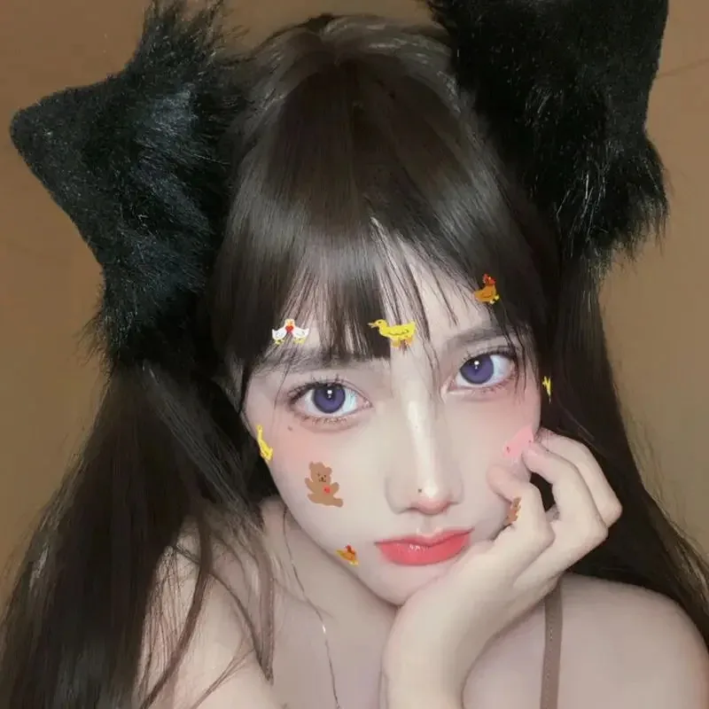 ss13Cute Cat Headdress Japanese Internet Celebrity White Plush Animal Ears Fox Hairpin Halloween Role Playing Pet Game