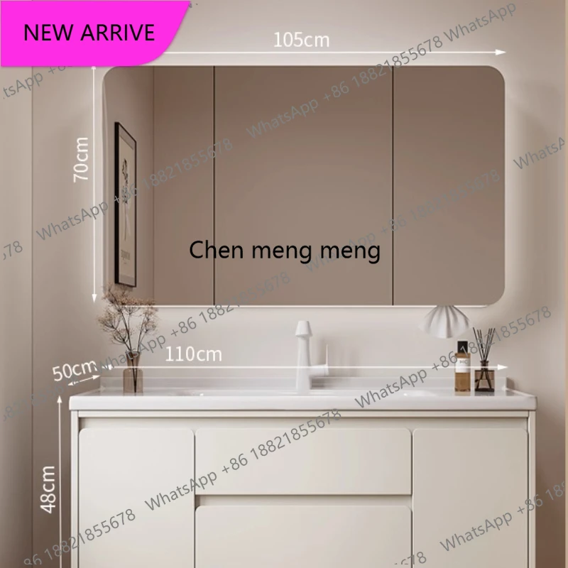 B456 Mirror Led Light Bathroom Cabinet Shelf Modern Hidden Sink Bathroom Cabinet Minimalist Slim Mobili Per La Casa House Access