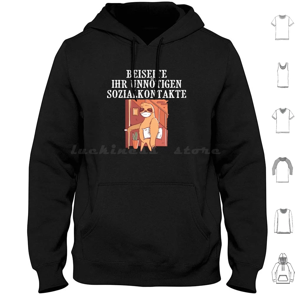 Witziger Spruch Faultier Abstand Halten Sozialkontakte Hoodies Long Sleeve Lustigem Faultier Sozialkontakte Lustiger