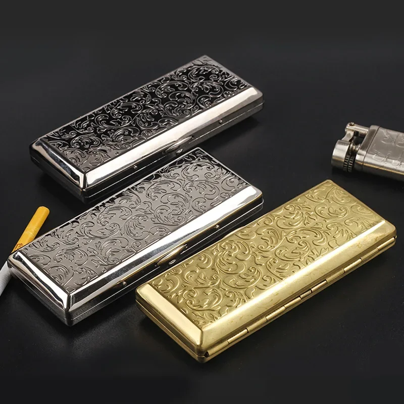 Cigarettes Case 14 Sticks Capacity Embossed Slim Cigarette Box Portable Sealed Waterproof Cigarette Accessories Smoking Gift Men