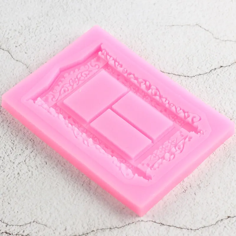 DIY Frame Cake Border Silicone Mold 3D Window Cupcake Topper Fondant Cake Decrating Tools Candy Clay Chocolate Gumpaste Moulds