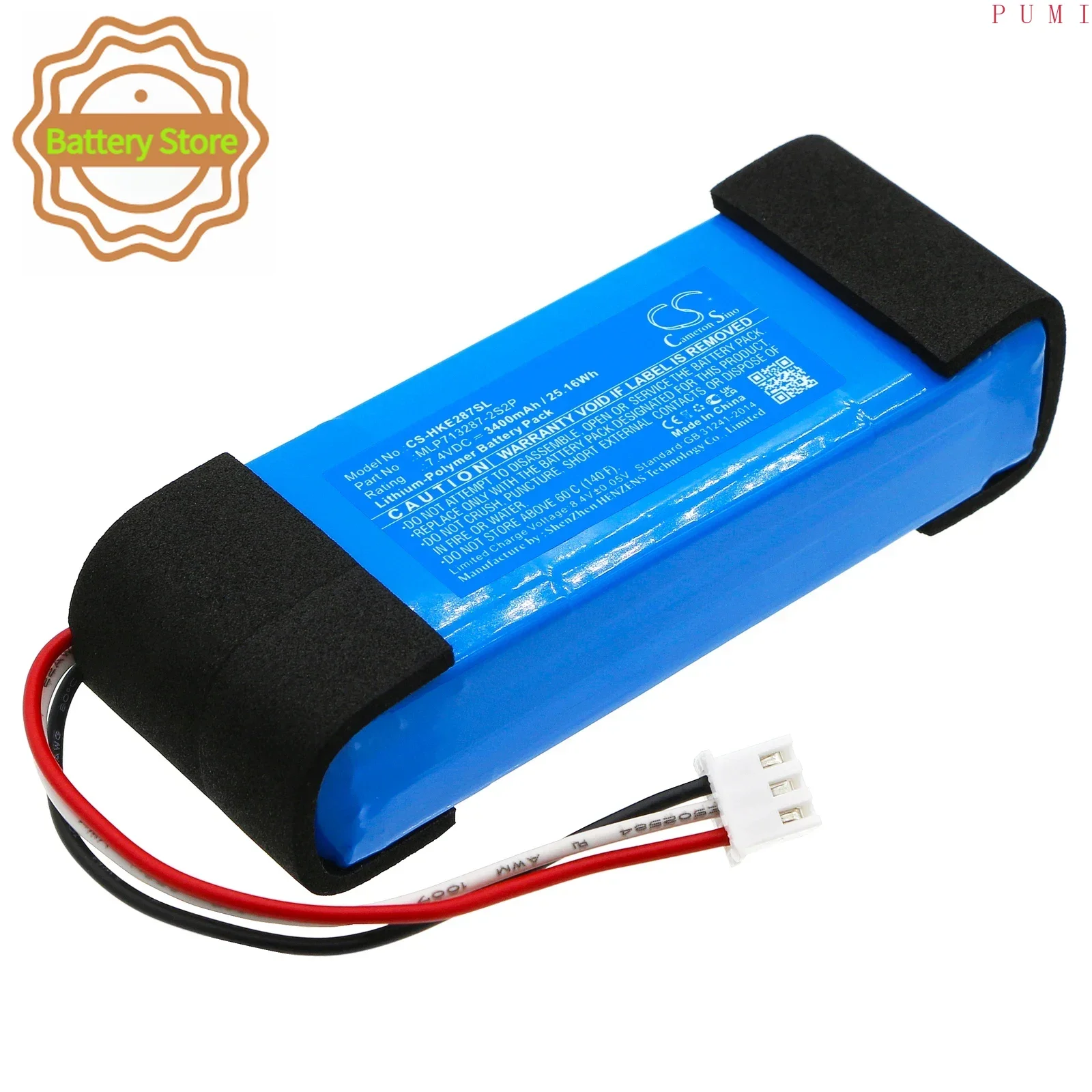 CS Replacement Battery for Harman/Kardon Esquire PN:MLP713287-2S2P 3400mAh / 25.16Wh