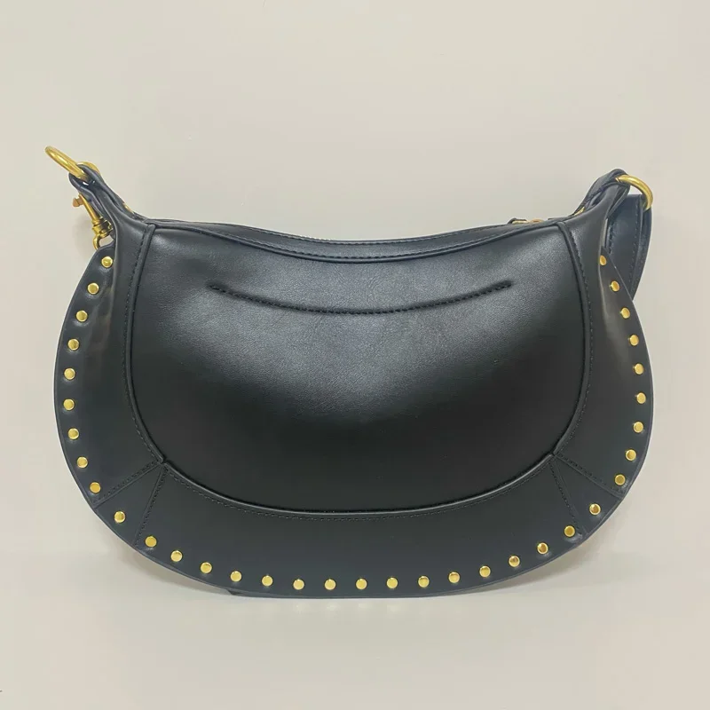 كيس à bandoulière noir riveté pour femmes، حمالات صدر sac sous les، تصميم de luxe retrro pour dames، مجموعة جديدة 2025