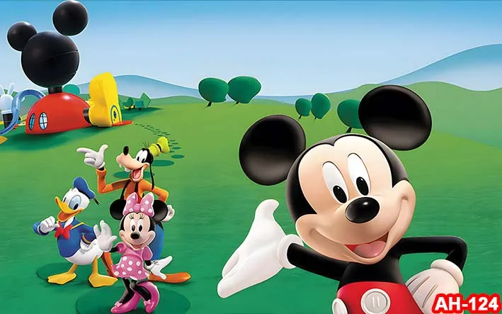 Fondos de vinilo de Mickey Mouse y sus amigos Clubhouse decoración de fiesta de cumpleaños para niños fondo de fotografía pancarta para Baby Shower