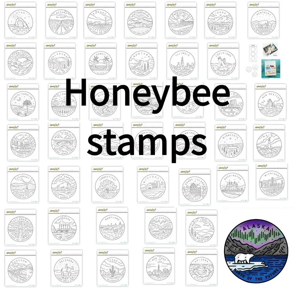 Honeybee stamps 50 States Circles Stamp Set Pennsylvania Scrapbook Diary Decoration Stencil Embossing Template DIY Greeting