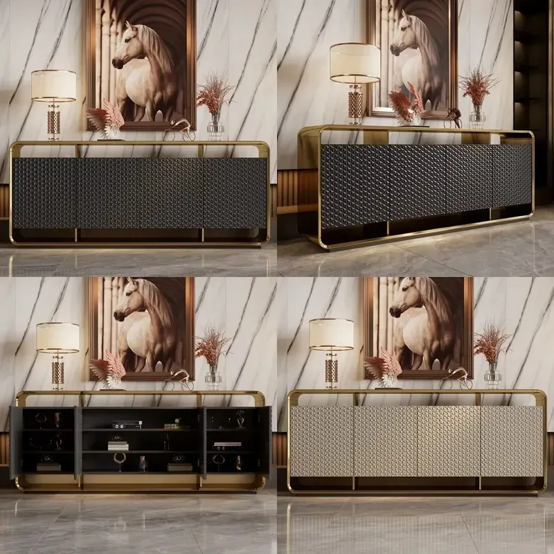 Italian Style Simple Light Luxury Multi Functional Solid Wood Dining Side Cabinet for Living Room Bedroom Entrance