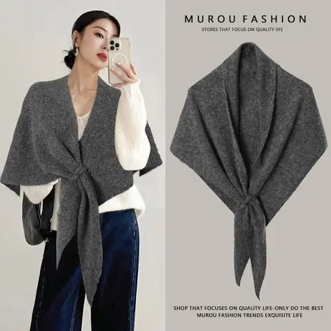 New Fashion Triangle Scarf Shawl Women's Neck Wrap Wool Blended Female Thickened Warm Shoulder Shawl Winter Gift High Quality