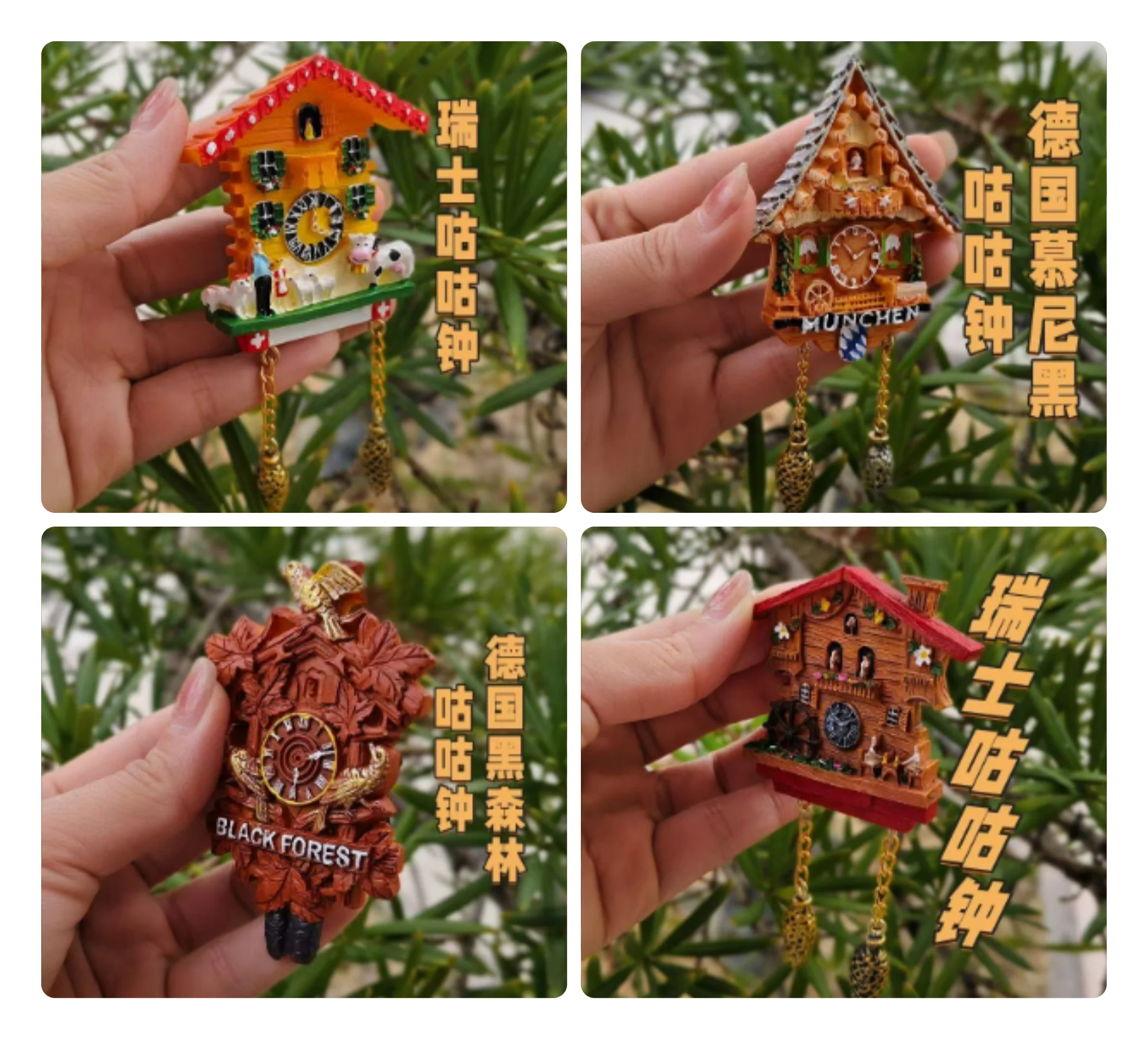 Imán de nevera 3D con diseño de reloj de cuco de Munich, Alemania, recuerdo de viaje vintage, decoración para el hogar, regalo.