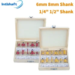 12pcs Router Bit Sets Trimming Straight Carbide Tungsten Cutters Woodworking Milling Cutter For Wood Bit Face Mill Tools