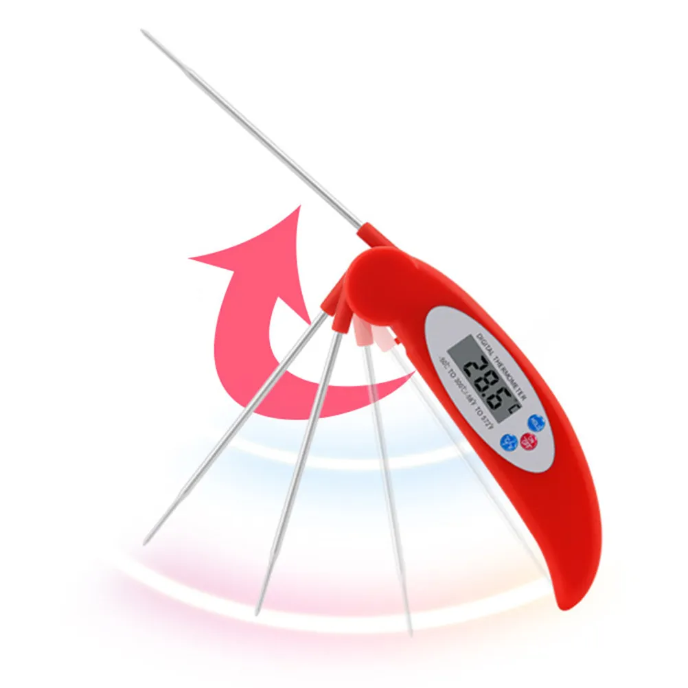 Electronic Digital Food Thermometer Red Instant Read Probe Type Kitchen Thermometer Waterproof Fast Accurate Cooking Bbq Tool