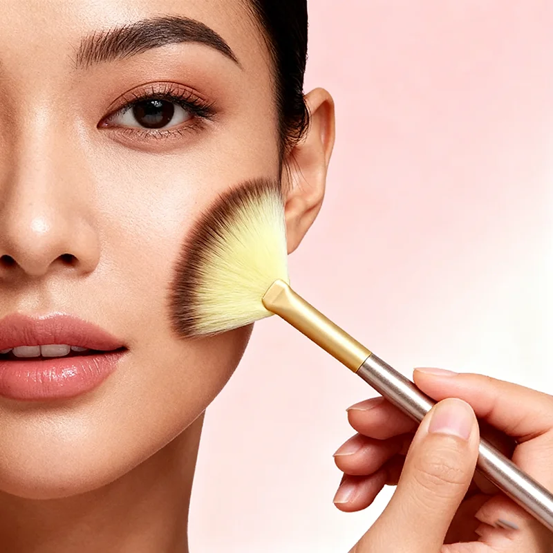 5 個ファンフェイシャルブラシソフトメイクアップアプリケーター木製ハンドルファイバーブラシグリコールピールマスク用化粧品ツール美容ブラシツール