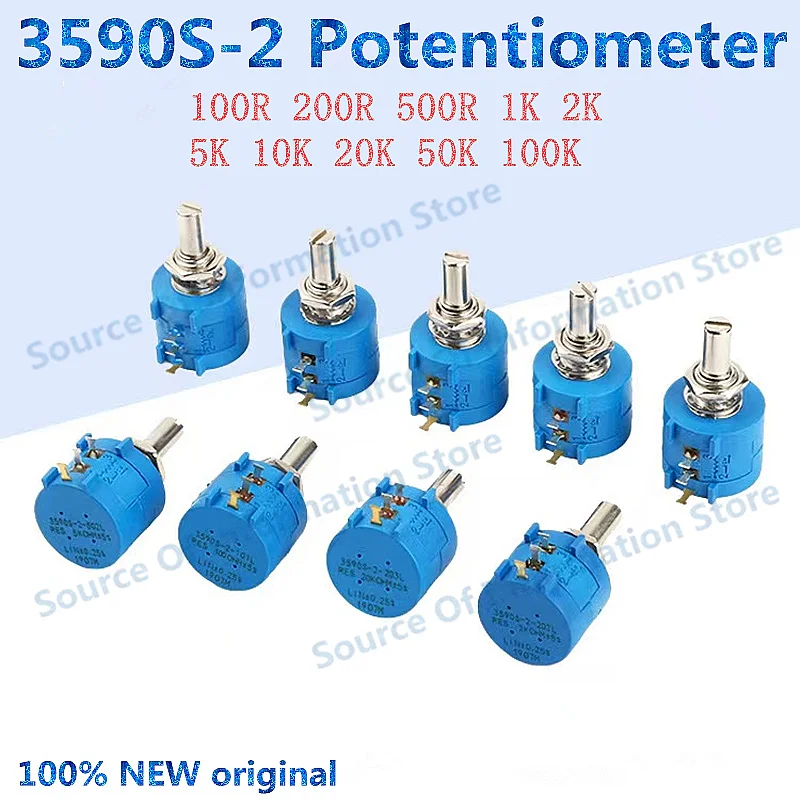 

10Pcs, Multiturn Potentiometer, 3590S-2-101, 501, 102, 202, 502, 103, 203, 503, 104L, 1K, 2K, 5K, 10K, 20K, 50K, 100K