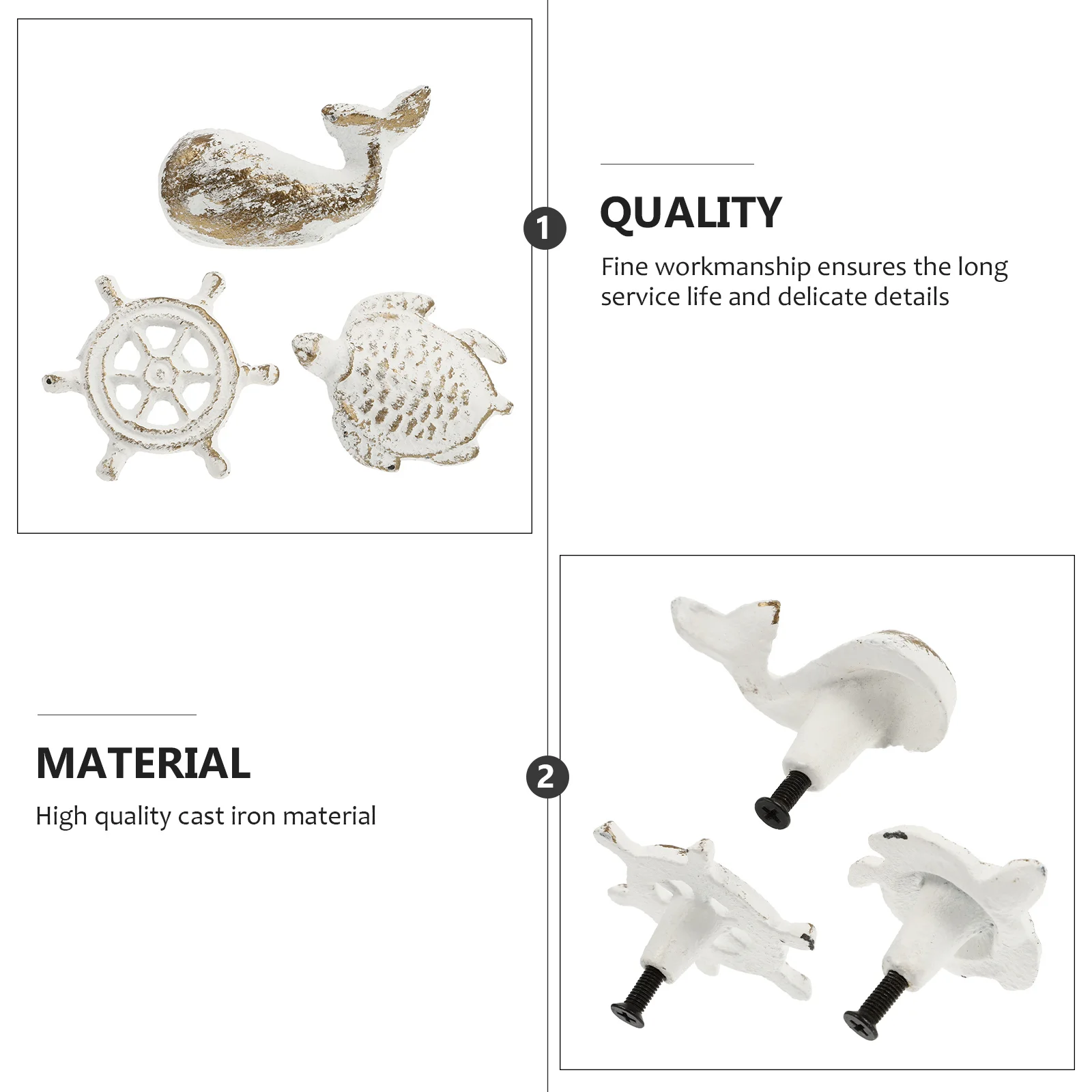 

1 set Ocean Style Cabinet Handles Sea Themed Iron Craft Drawer Pulls Decorative Furniture Hardware For Home Wardrobe Wine