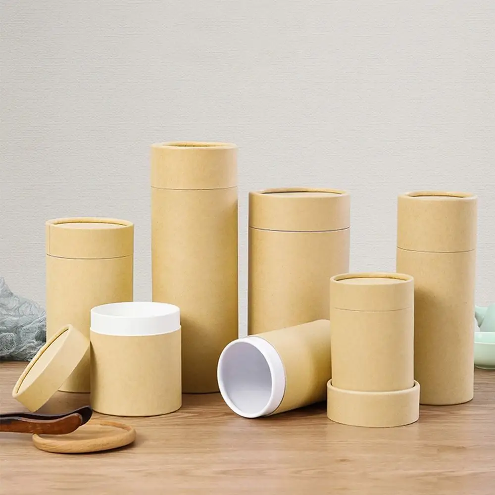 Accessories Multiple Sizes Packaging Boxes Crafts Cardboard Round Tube Cylindrical Kraft Paper Packing Bottles for Friendship