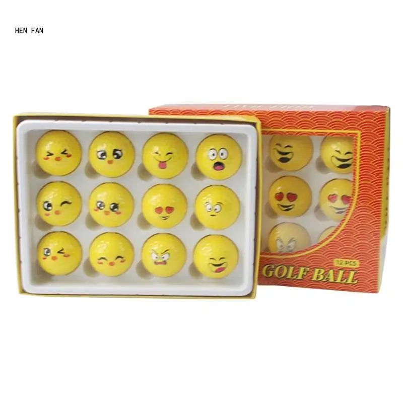 

12Pcs Lovely Emotion Face Golf Balls Novelty Golf Gift for Men Women Golfers M89D