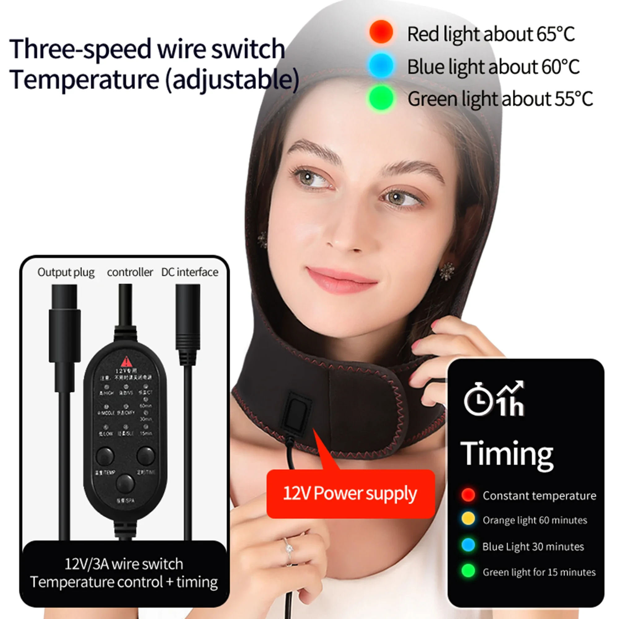 Full Wrap Electric Head Massager Heating Cap Multi-Heating Massage Modes Relief Scalp Relaxation Sleep Enhancement