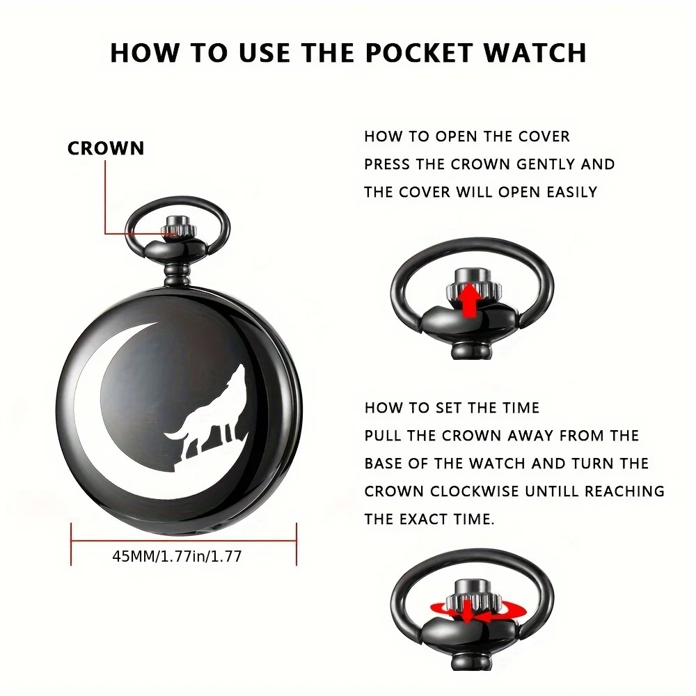 Send boys creative wolf moon night people kill peripheral youth pocket watch necklace watch creative personality gift