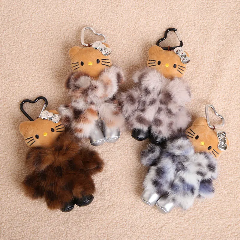

for Hello Kitty Plush Hanging Ornaments Cartoon Animation Leopard Print Fur New Style Cute Bag Decoration Birthday Gift