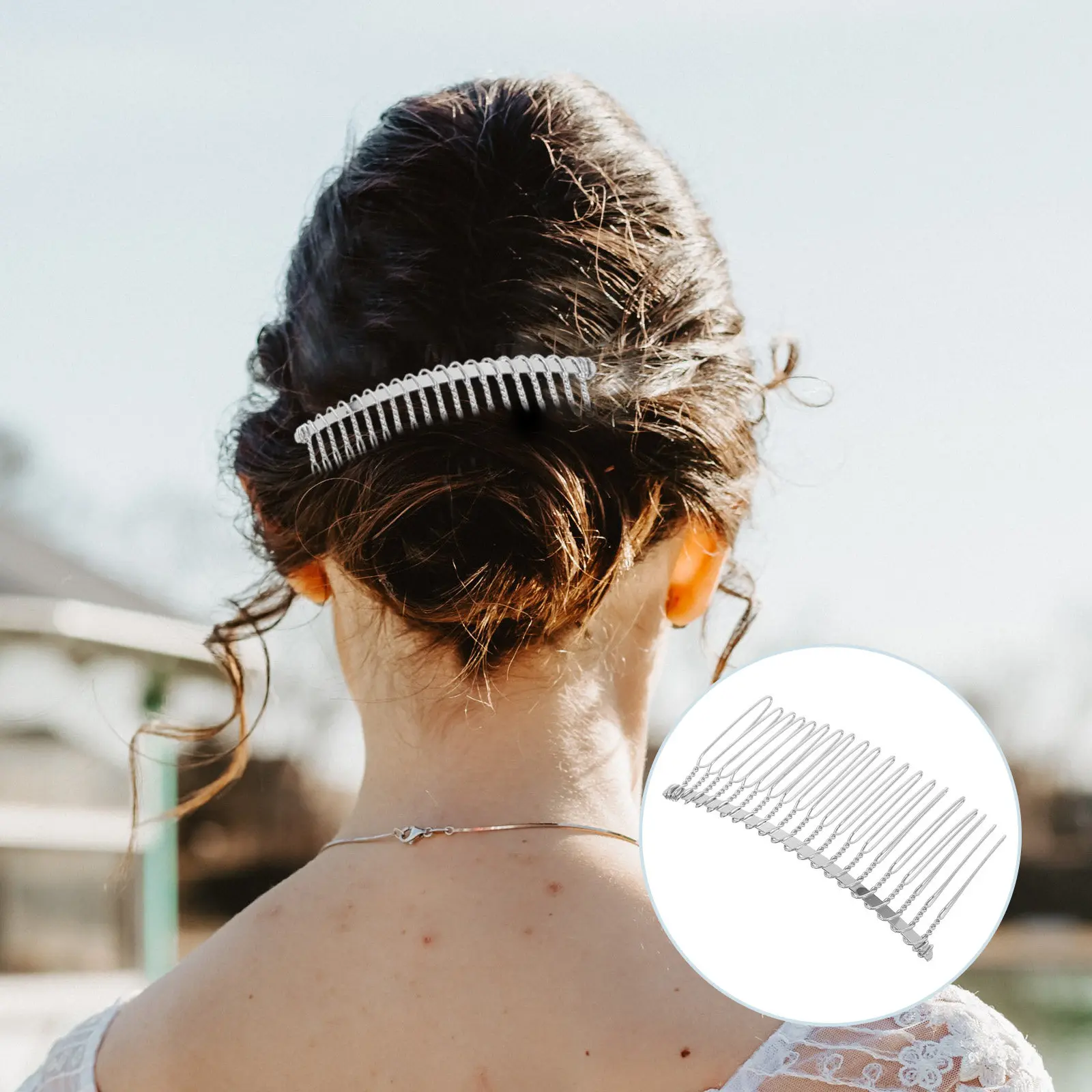 

7.8cm Metal Wire Hair Comb 20 Teeth Fancy Clip Wedding Veil Bridal DIY Millinery Hairpiece Craft Metal Hair Comb