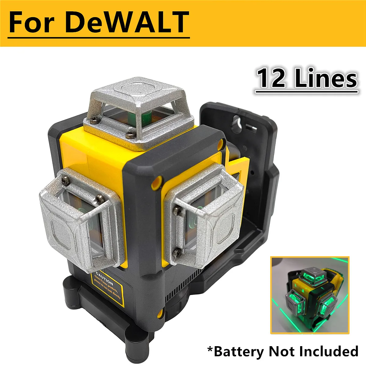 

For DeWALT 20V Battery Laser Level 12 Lines Horizontal & Vertical Green Light Level Meter 3 Sides*360 Degree Self-Leveling Tools