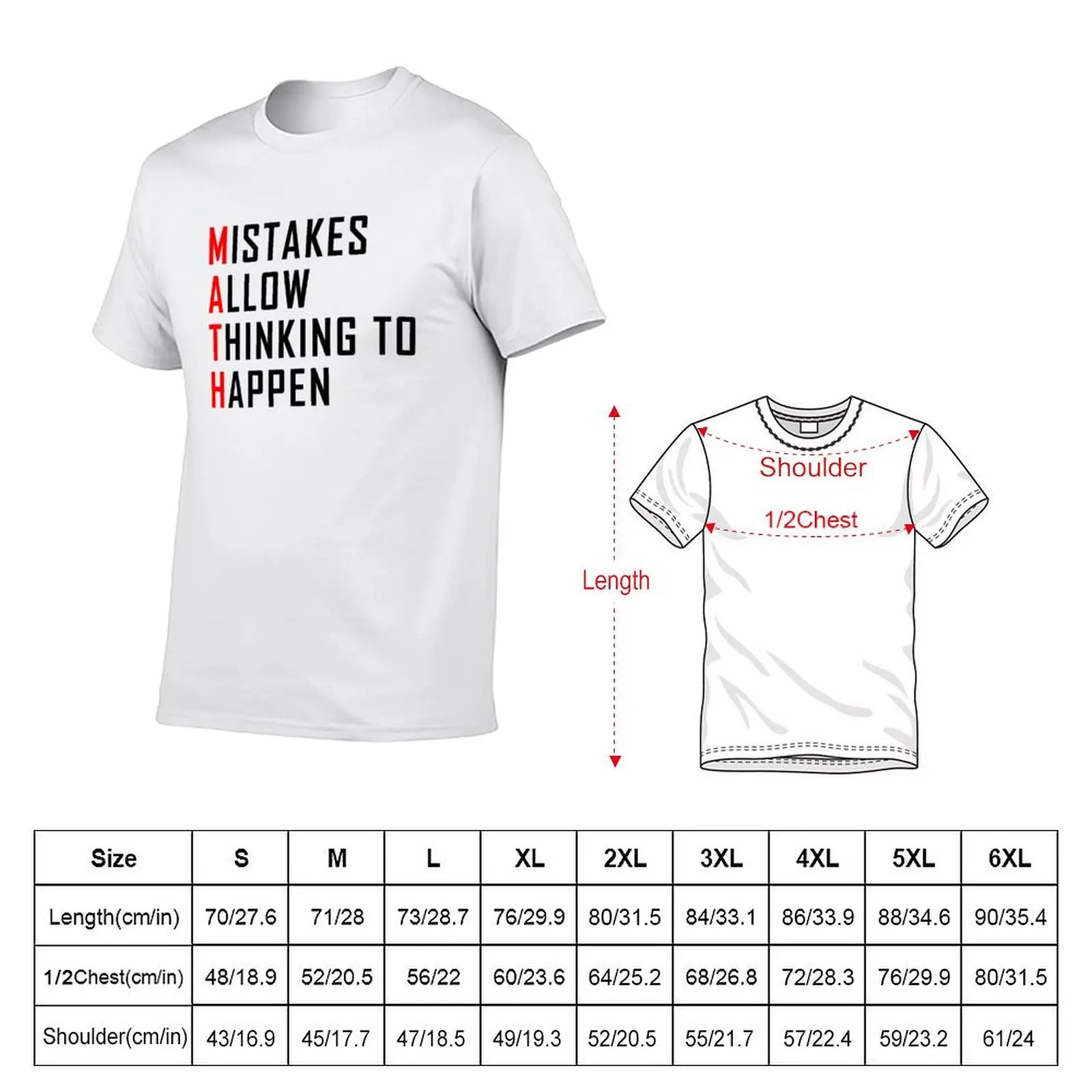 Mistakes Allow Thinking to Happen- Math T-Shirt cute tops croswit shirt man mens plain t shirts