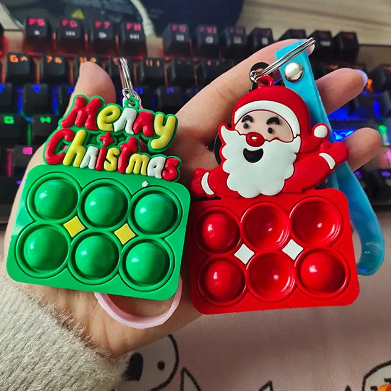 4 قطعة المفاتيح عيد الميلاد فنجر فقاعة المفاتيح الهدايا حلية حفلة عيد الميلاد ديكور الأطفال الكبار هدايا السنة الجديدة حقيبة الحشو #1