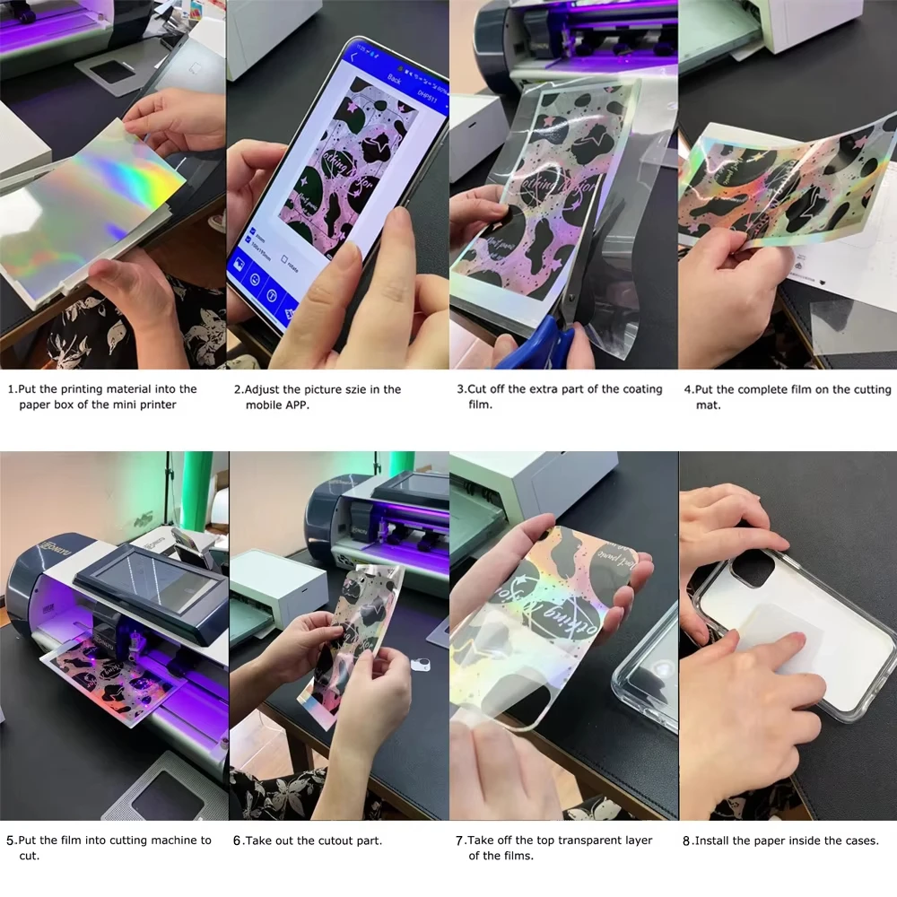 FONLYU Mini Printer Printing Material Set for DIY Transparent Phone Case Customize Color Laser Photo Sticker Set for Mobile Back
