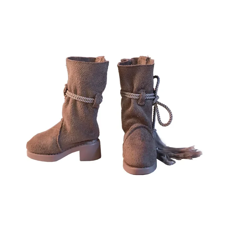 Bjd Schoenen 1/6 Bruine Mode Schoenen Met Lage Hakken WX6-348 Mid-Calf Laarzen Met Sleehakken Poppenaccessoires Geschikt Voor Yosd Body