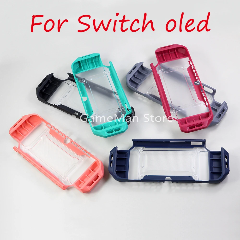 6pcs Integrated Protective Cover For NS Nintendo Switch OLED TPU Case with Wrist Strap Hand Rope Protector Shell