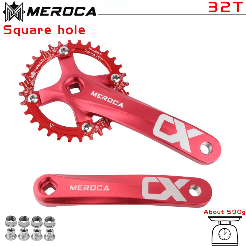 MEROCA CX Vierkant Gat Fiets Crankstel 104BCD Aluminium IXF Vierkant Gat Mountainbike Crankstel 170mm 32 T/34 T/36 T/38 T/40 T/42