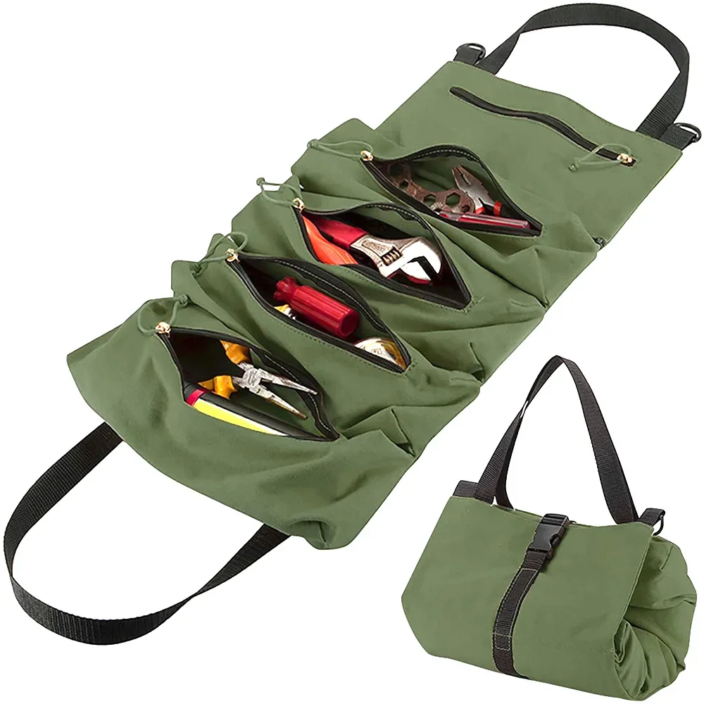 Working Tool Bag Roll Tool Roll Multi-Purpose Tool Roll Up Bag  Wrench Roll Pouch Hanging Tool Zipper Carrier Tote High Quality