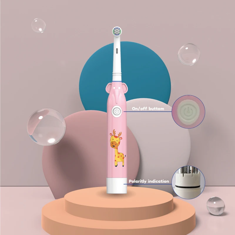 Cepillo de dientes eléctrico de rotación para niños, cepillo de dientes portátil impermeable con dibujos animados, eliminación de sarro, blanqueamiento dental, limpieza bucal
