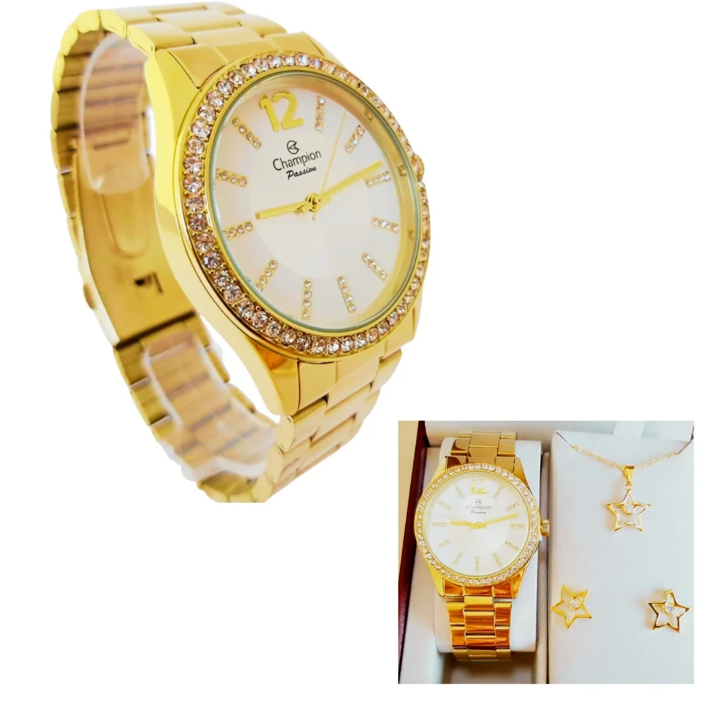 Original Champion Golden Semi Jewelry Women's Watch With Tax Note