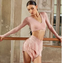 Female Latin Dance Wear Cha Cha Samba Rumba Costumes Fringe Latin Dance Skirt