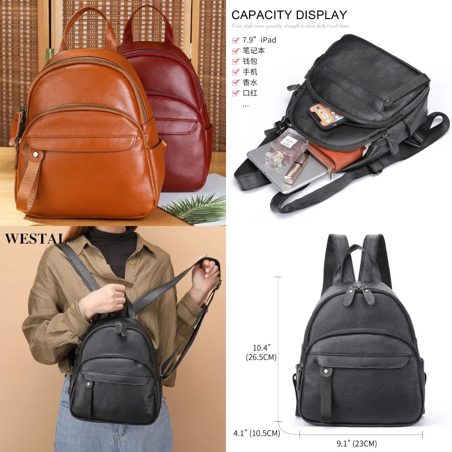 

【New style】WESTAL genuine leather shoulder bag for women new style niche all-fashion large-capacity top layer cow leather women
