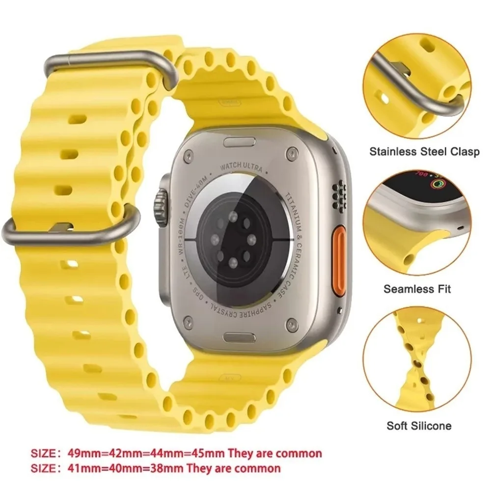Ocean Silicone Band Strap for Smartwatch Ultra 2 49mm 46mm Series 10 9 8 7 6 5 IWatch 44 45 40 42mm image 3