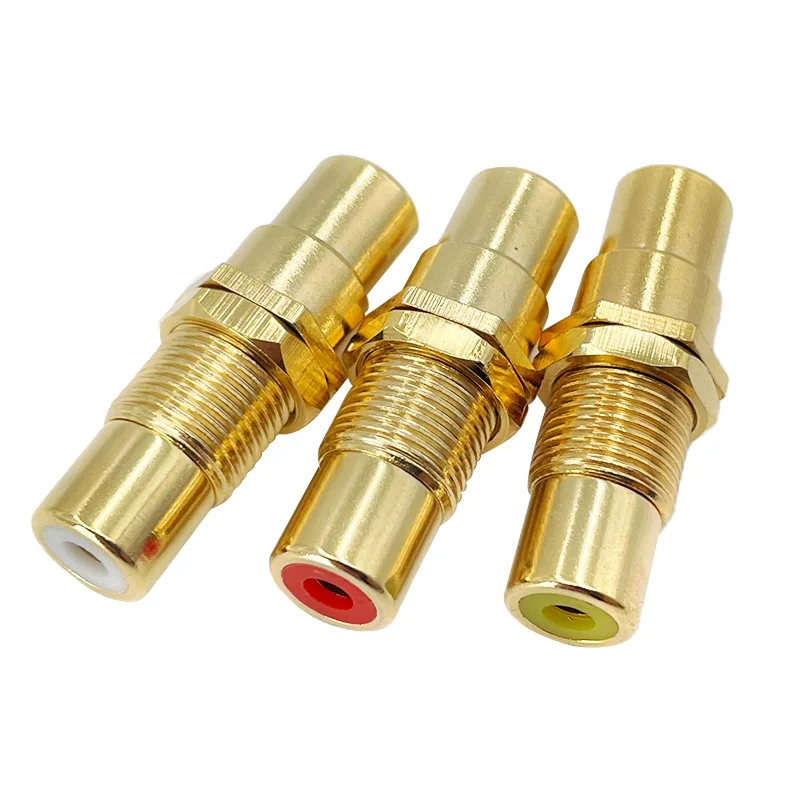 

RCA Female to Female Conversion Plug RCA Wire Connector Gold-plated RCA Female Socket Straight Adapter With Screw Nuts