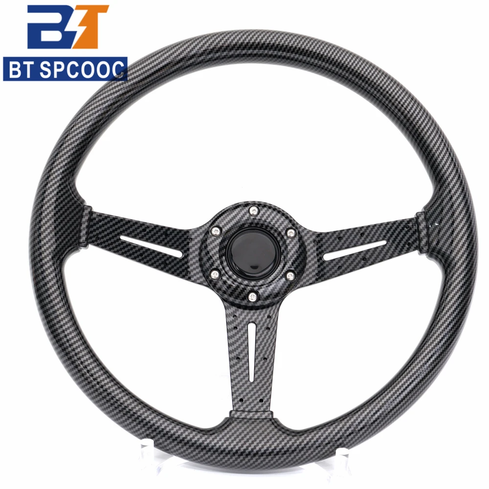 NO Logo ABS Carbon Look 14inch 340mm Racing Drift Steering Wheel Deep Corn Universal Car Accessories