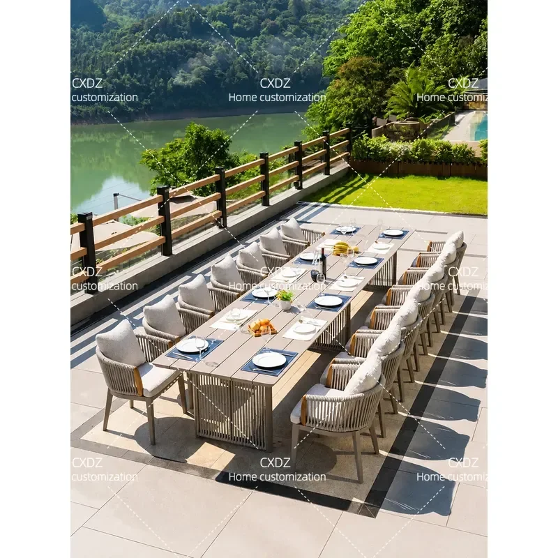 Nordic Style Outdoor Dining Table and Chairs Set Aluminum Alloy Garden Patio Furniture for Villa Hotel Courtyard Commercial